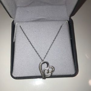 double heart sterling silver necklace